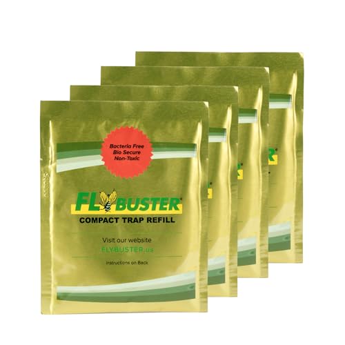 Fly Bait Refill Packs | Flybuster Compact | Non-Toxic | Bait Powder for All Flytraps | 4-Pack - size: Compact (4-Pack)