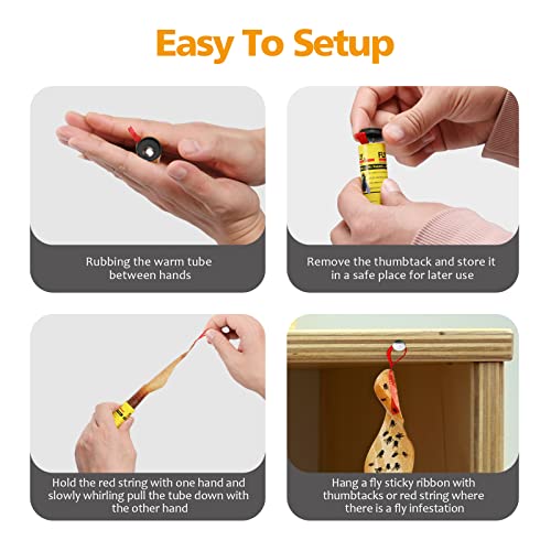 Fly Traps for Indoors Outdoor, Fly Paper Strips Sticky Hanging, Fruit Fly Strips,Fly Tape Catcher Ribbon, Fruit Fly Gnat Trap Killer Fly Traps for Inside Home(35 Pack) - style: Fly Strips