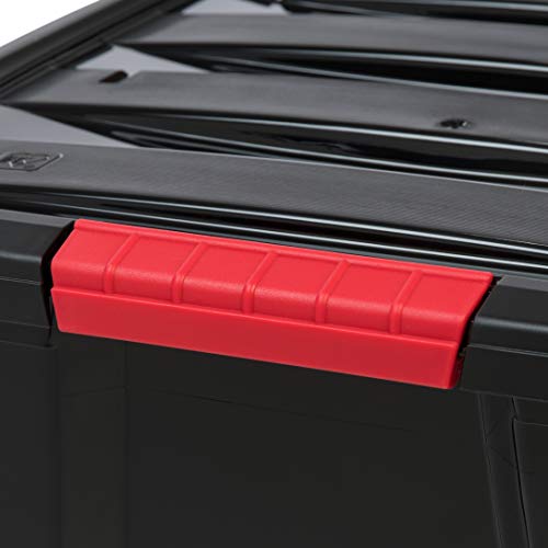 IRIS USA 6-Pack 54 Quart Storage Bins with Lids, Black | Black finish conceals stored items. Perfect for moving, blankets, clothing, and garage storage. Nestable design saves space - size: 54 Qt, style: 6 Pack
