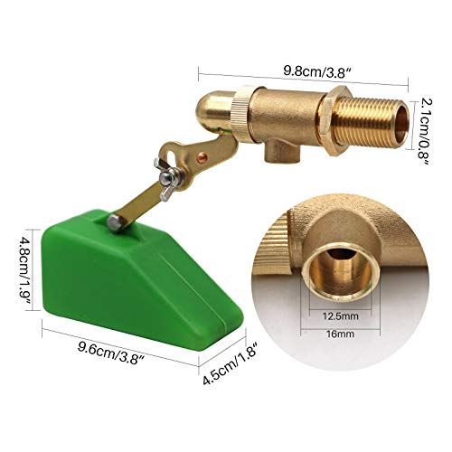 Float Valve 1/2 inch Brass with Adjustable Arm,Supply Tube Float Ball Valve for Water Tank Pool Horse Cattle Livestock Water Trough Aquariums Aquaculture