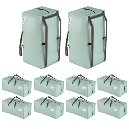VENO 10 Pack Heavy Duty Moving Bags with Backpack Straps, Zippers & Handles, Extra Large Packing Bags for College Dorm Essentials, Moving Supplies Alternative to Cardboard Moving Boxes - color: Light Green Matte, size: 10 Pack