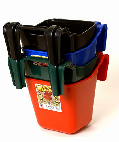 Little Giant® Plastic Hook Over Feeder | Mountable Livestock & Pet Feed Bucket | Horse Feed Bucket | Made in USA | 12 Quarts | Red - color: Red, size: 12 quart