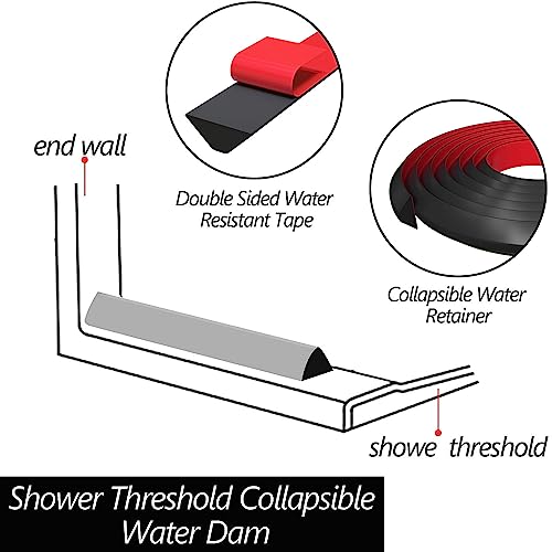 Raycity Shower Threshold Water Dam Stopper for Walk in, Black, 39 Inch | Silicone Shower Water Guard, Water Blocker, Shower Door Bottom Seal, Prevent Leaks for Bathroom, Kitchen - color: 0.54" High/Black, style: 39Inches