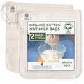 Quality Nut Milk Bags for Straining Almond Milk - 2 Pack Unbleached Organic Cotton - 12" x 12" Reusable Juice Oat Milk Cold Brew Filter Bag