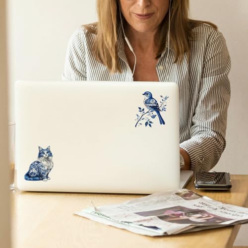 GLOBLELAND 18 Sheets Blue and White Porcelain Animals Rub on Transfers Wild Animals Waterproof UV DTF Cup Wraps Decals 3.9x3.6inch Birds Transfer Stickers for Water Cup Glass Bottle Vase Crafts - style: Porcelain Animal