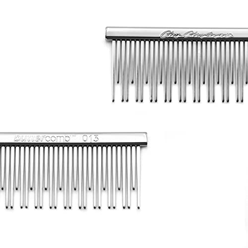 Chris Christensen 6in Cat/Carding Dual Tooth Butter Comb, Groom Like a Professional, Rounded Corners Prevent Friction and Breakage, Solid Brass Spin with Steel Teeth, Chrome Finish