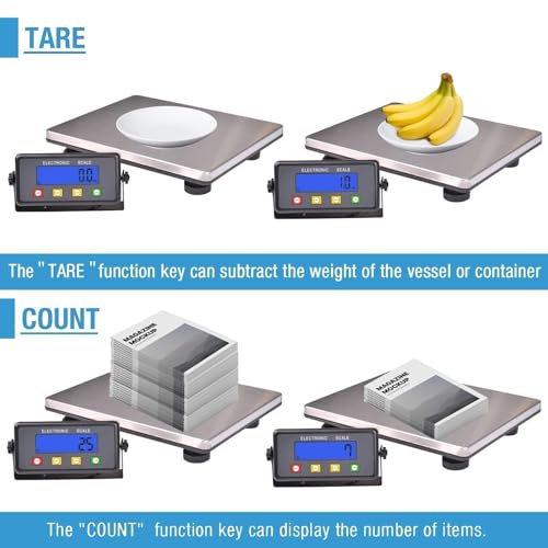 SurmountWay Large Shipping Scale, 440lb/0.2lb Digital Postal Scale | Tare/Count/Auto-Off Function, Stainless Platform, Backlit LCD, High Accurate, Packages, Small Business, Warehouse & Home Use
