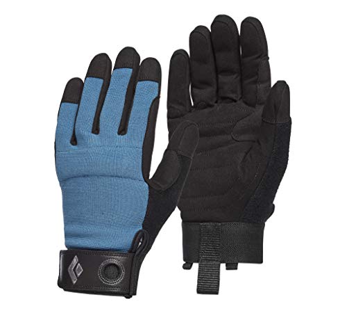BLACK DIAMOND Men's Crag Gloves, Belaying/Via Ferrata, Leather, Breathable - color: Astral Blue (Full-Finger), size: X-Large