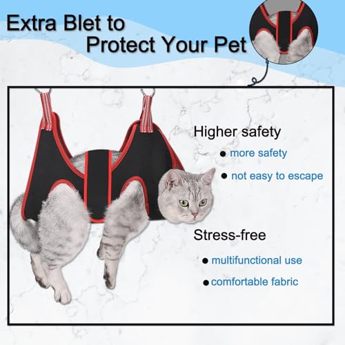 Cat Grooming Hammock Harness for Small Dogs,Pet Hammock Restraint Bag,Dog Grooming Sling for Trimming Nail and Ear/Eye Care(XS Size,6.5") - color: Black, size: XS-Cats & XS Dogs/Under 25lb