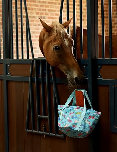 Harrison Howard Complete Horse Grooming Set, 11-Piece Advanced Daily Grooming Tools with Extra Brushes for Full Horse Care Blue Brushstroke Ponies - color: Blue