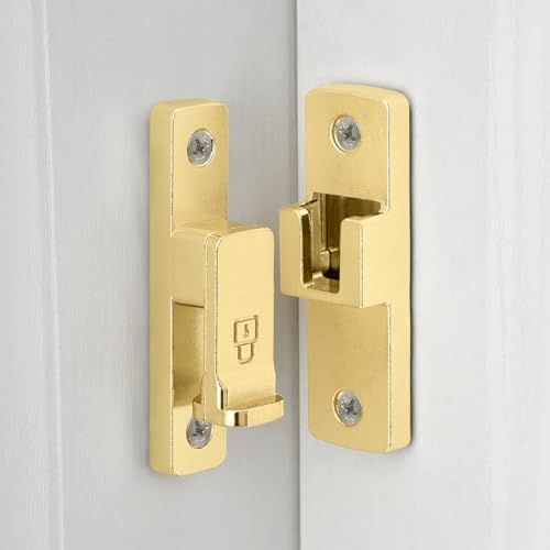 Gold 90 Degree Zinc Alloy Barn Door Latch, Flip Gate Lock | Sliding Door Latch,Right Angle Door Lock,for bedroom,garage,balcony,barn,bathroom,drawer,window,cabinet,pet enclosures - color: Gold_90 Degree