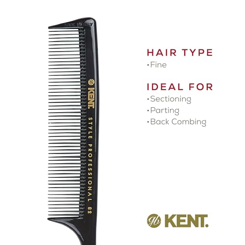 Kent SPC82 Fine Tooth Salon-Style Dressing Comb - Professional Barber Haircut Comb for Styling and Teasing - Quality Barber Supplies - Saw-cut Handmade in England - size: SPC82