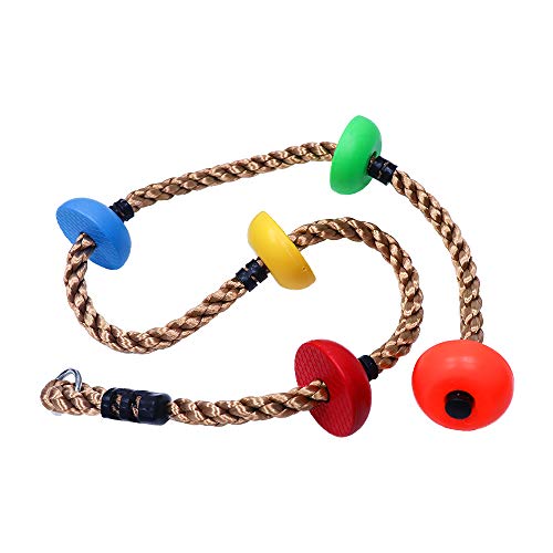 Rainbow Craft 6.5FT Colorful Climbing Rope with 5 Knotted Footholds | 110lbs Capacity, Ages 3+, Rope 78.7in, 5 Colors, For Swing Sets & Slacklines
