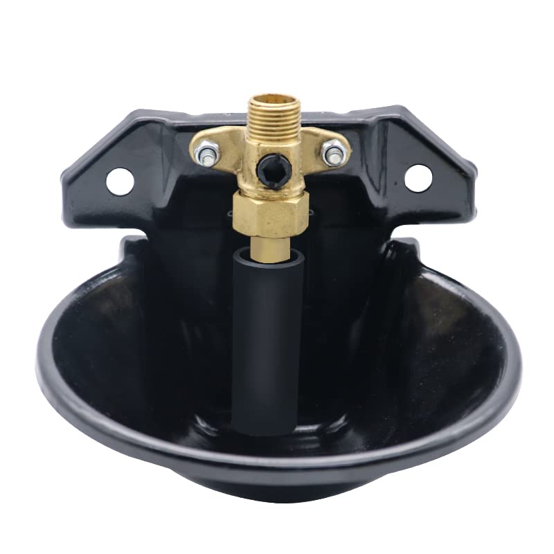 Automatic Goat Sheep Waterer Bowl with Copper Touch Valve | Thickened Steel, No Spill Livestock Water Trough for Goat,Sheep,Pig , Farm Water Drinking Equipment - color: BLACK