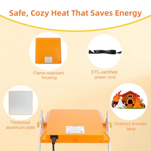 Chick Brooder Heating Plate - Briidea 80W Brooder Heater with 3 Adjustable Temperature, 10 PET Cleaning Film, Adjustable Height & Angle, Warmth Like Hen, 10" x 10" for 15 Small Poultry - color: 3 Adjustable Temperature