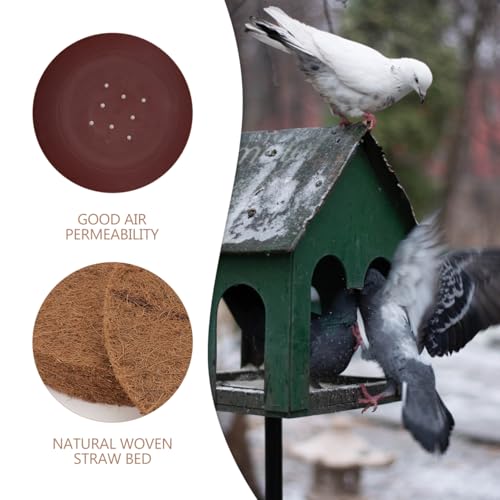 DECHOUS Pigeon Nest Bowl with 4Pcs Natural Coconut Fiber Bird Breeding Egg Mats - Clay Pigeon Nest Basin Accessories for Quails Doves and Small Birds, Pet Cage Supplies
