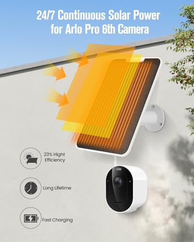 Solar Panel Charger Compatible with Arlo Pro 6/6 XL, 6V 5W Solar Panel for Arlo Pro Security Camera 2K HDR (6th Gen, 2025 Release), IP65 Weatherproof, USB-C Plug, 9.8ft Cable Secure Wall Mount, 4 Pack - size: for Arlo Pro 6-4 Pack