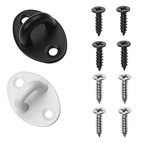 Kare & Kind Hook and Eye Latch (4-inch) - with Mounting Screws - Heavy Duty Locks for Door, Gates, Barns, Bathrooms, Cabins (1-White, 1-Black) - style: 1-White, 1-Black