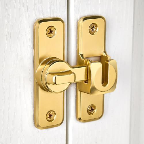 2 Pcs Gold 90/180 Degree Flip Latch,Zinc Alloy Barn Door Latch | Right Angle Door Lock Latch,Sliding Door Latch Lock,for Cabinets,Bedroom,Fence Gates,Window,Garden,Garage,Pet Cage - color: Gold