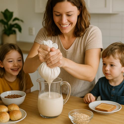 Nut Milk Bag, Food Straining Bag, Nylon, 7.9 x 11.8", 4 Pack | Cheese Cloth Bag, Straining Fruit Juice, Tofu, Almond