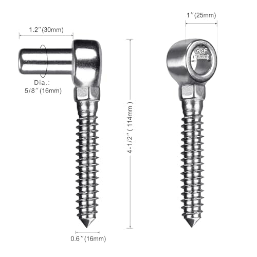 Insaga Cast 304 Stainless Steel Gate Hinges Heavy Duty, 4Pair Heavy Duty Gate Hinge, M16 Wood Gate Hinge, Partial Thread Hook and Eye Hinges, Gate Hinges for Wooden Gates Fences - color: M16 Hook and Eye Hinge-4Pair