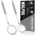 Walfos Skimmer Spoon, Stainless Steel Fine Mesh Strainer,Foam Strainer Oil Filter,Ultra Fine Mesh Strainer Perfect For Separation Of The Floating Foam,Fat,Set fo 2 - style: 2pcs (3") Skimmers