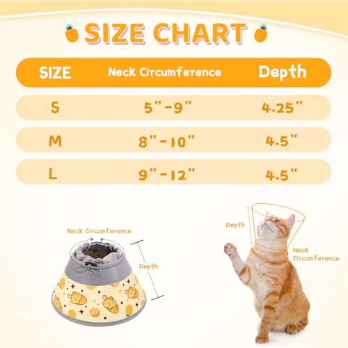 Cat Cone Collar Soft to Stop Licking, Adjustable, Foldable Lightweight Kitten Cones After Surgery Recovery for Cats & Kittens, Cat Cone Alternative, Easy Eating (Yellow, S) - color: Yellow, size: S