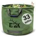 ELK 33-Gallon Non Self-Standing Multipurpose Garden Leaf Waste Bag - Durable Canvas for Yard Cleaning, Harvesting, and Storage - Heavy Duty with Rubber Handles and PVC Elastic Bone - 22" W x 18" H