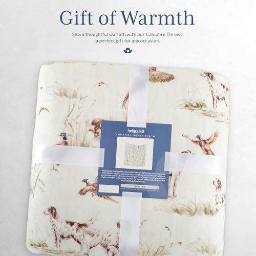Paseo Road Indigo Hill by HiEnd Accents Hunt Life 54x68 Throw Blanket | Campfire, Pheasant Hunting Animal Print, Cabin Lodge-Style Soft Fleece Blanket for the Couch, Sofa, or Bed - color: Hunt Life