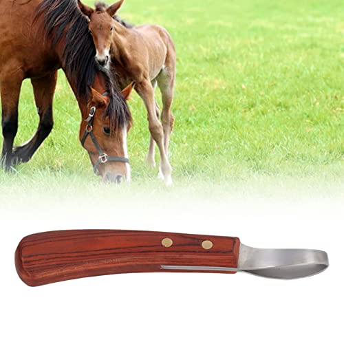 Ejoyous Hoof Knife, Horse Hoof Loop Knife Trimmer Shear Farrier Supplies with Wooden Handle for Cattle Cows and Horses