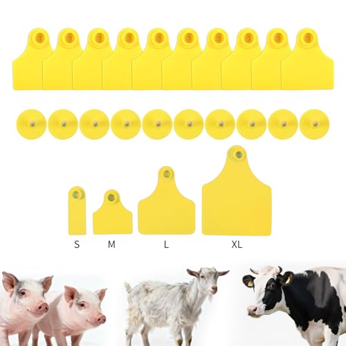 500pcs Farm Animal Ear Tags Numbered 001-500 Livestock Identification for Cattle Cows Hogs Pigs Sheep Goats (500, Medium-Yellow) - color: Medium-yellow