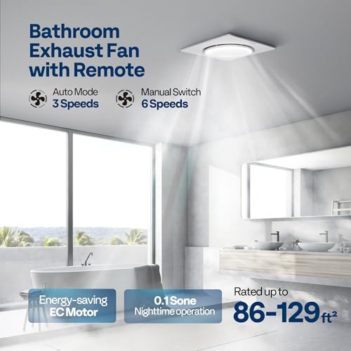 VIVOHOME EC Motor Bathroom Exhaust Fan with Humidity Sensor (160-110-50CFM | Energy-Saving AutoFlow,10.2-inch Ceiling Retrofit Bath Fan, No Attic Access Needed(Install Kit, 4-in Duct Included) - style: No Light &160-110-50CFM