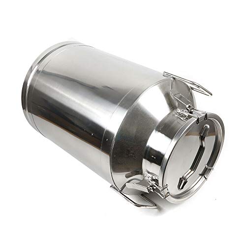 Milk Can with Sealed Lid, Stainless Steel Milk Transport Cans Wine Pail Bucket Tote Jug Pot Oil Liquid Storage Barrel with 2 Handles Sealed Silicone Anti-Leak Ring Lock Belt 60L 15.85 Gallon - color: 60l