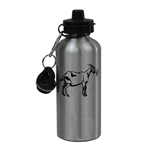 Personalized Custom Goat Aluminum Silver Finish 20 Ounce Water Bottle Customizable