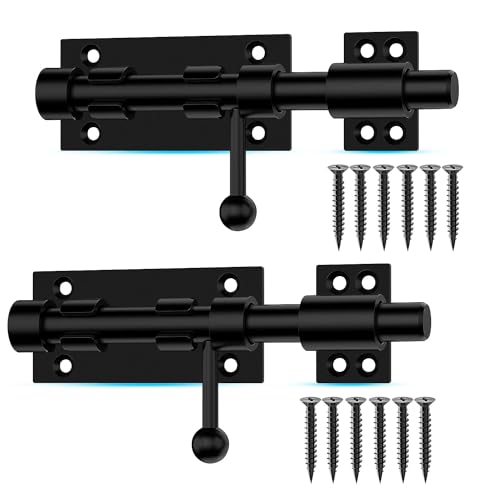 Slide Bolt Gate Latch, 6.3 Inch Heavy Duty Solid Stainless Steel Bolts Latches,for Fence, Yard Doors, Garages, Bedrooms, Cupboards and Window (2 Pack, Black) - color: 6.3" Slide Latch - 2 Pack