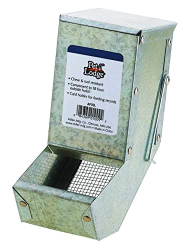 Pet Lodge® Steel Small Animal Feeder with Lid and Sifter Bottom | Cage Rabbit Feeder | Holds Several Days Worth of Food | 3 Inch - size: 3 Inch