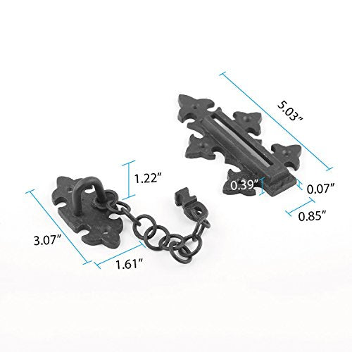 Renovators Supply Manufacturing Door Chain Lock 5 in Black Wrought Iron Chain Door Latch with Mounting Hardware - size: Pack of 1, style: 5 inch - Chain Style