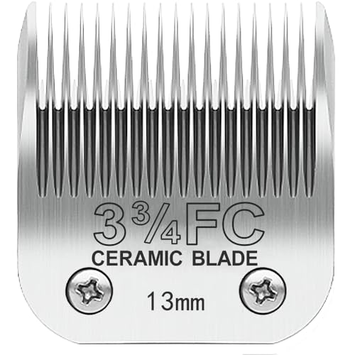 TRAH 3-3/4FC Blade Dog Grooming Clipper Replacement Blades Compatible with Andis Dog Clippers,Most A5, Wahl KM Series Clippers,Detachable Ceramic Blade,Size-3-3/4FC, 1/2-Inch Cut Length (13mm) Silver