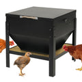 Solution4Patio All Metal Chicken Feeding Box 80 lbs Large Capacity Portable, Waterproof Lid, Hens and Roosters, No Waste Coop Poultry, Galvanized Steel Feeder Standing for Chickens
