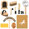 Abbylike 12 Pieces Horse Grooming Kit Racing Festival Tack Room Supplies Horse Brush Sets Equine Care Cleaning Kit Shedding Grooming Massaging Tools(Khaki) - color: Khaki