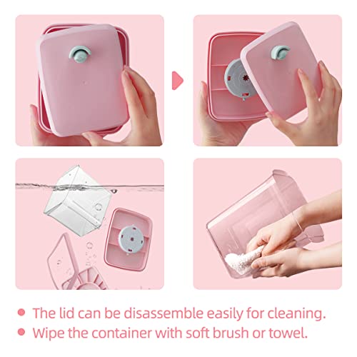 Formula Container - 1700ml Airtight Formula Dispenser One Button Handy Milk Powder Container BPA-Free Storage Containers with Scoop and Scraper Transparent 730g - color: 1700ml Pink