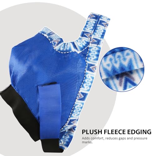 Harrison Howard Cattle Livestock Fly Mask Breathable Mesh Padded Edging with Fun Patterns Large Spacing Forelock Opening Design Adjustable Fit for Cattle Signature Blue - color: Signature Blue