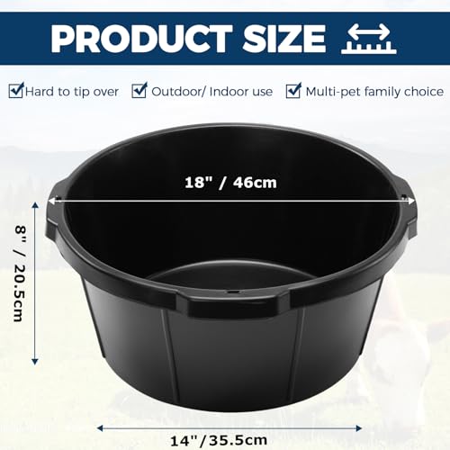 4Pcs Rubber Feed Pan,Heavy Duty 6.5 Gallon/26 Quart Horse Feed Bucket Livestock Feeder Tubs with Handle for Horse,Goat,Pig,Farm Livestock Poultry