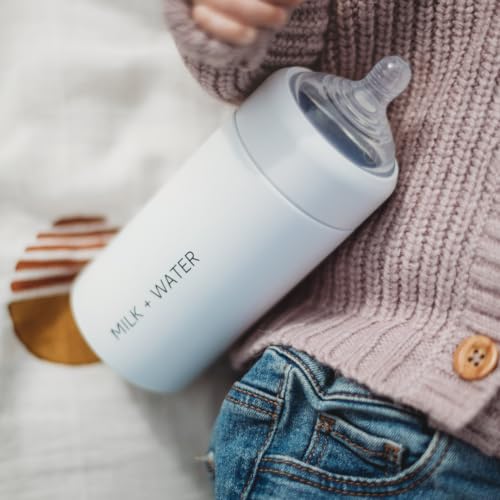 MILK & WATER Stainless Steel All-in-One Baby Bottle with Anti Colic Nipple - color: Arctic White, style: Bottle, 5oz, Medium Flow