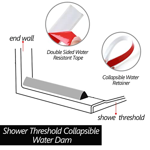Raycity Shower Threshold Water Dam Stopper for Walk in (67Inches, 0.54" High/Grey) | Silicone Shower Water Guard, Water Blocker, Shower Door Bottom Seal, Prevent Leaks for Bathroom, Kitchen - color: 0.54" High/Grey, style: 67Inches