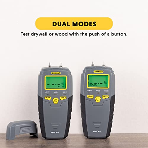 General Tools MMD4E Moisture Meter for Wood, Walls & Water Leak Detection | Pinless wood moisture meter for drywall & walls. Detects mold & humidity. Water leak detector for home moisture testing. - size: Pin Type