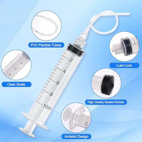 30 Pack 10m Luer Lock Syringe - Syringes for Liquid with Soft Tube | Individually Pcakaged，Scientific Labs and Measuring, Refilling Inks - style: 10ml - 2.0mm Tube