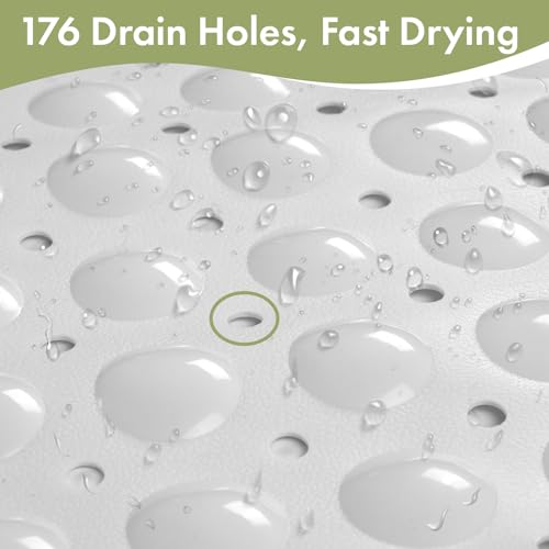 AmazerBath Shower Mat Non Slip 40 x 16 Inches, Shower Stall Mats with Suction Cups and Drain Holes, Non Slip Bath Mat for Tub for Elderly & Kids, White - color: White, size: 40" x 16" (Rectangular)