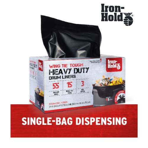 Contractor Trash Bags - 45 Gallon, 18 Bags, Wing Tie Closure, 3 MIL Thick, Gusseted Bottom, Black - Heavy Duty Industrial Strength Garbage Bags - size: 1 Count (Pack of 18)