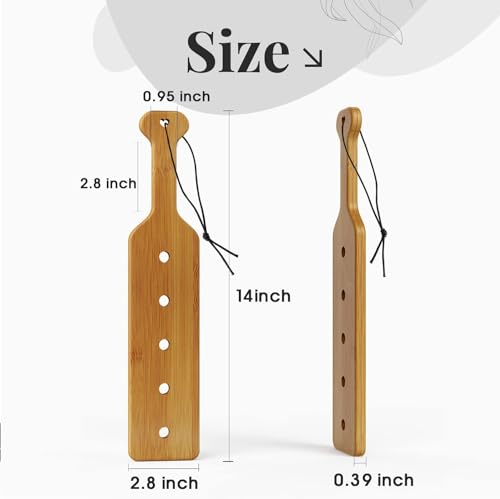 14inch Bamboo Paddle with Holes,Unfinished Wooden Paddle,1 Pack | Size : 14 x 2.75 x 0.6 Inches, Thickened Bamboo With Airflow Holes, Smooth Surface for Crafts and Decorating - size: 14 inch